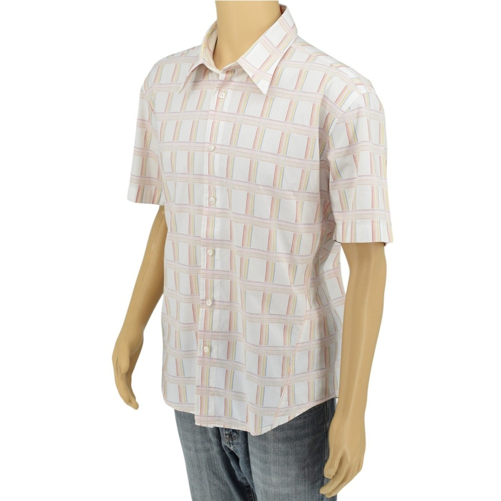 HUGO BOSS Orange XXL Shirt Made in Italy Textured Dobby Weave Windowpane Plaid